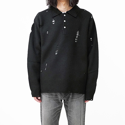 DAIRIKU [ Fulling Damage Tite Polo Knit ] Black