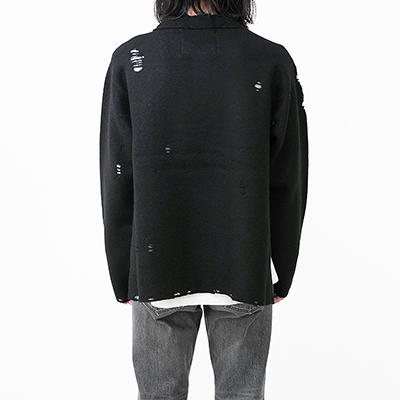 DAIRIKU [ Fulling Damage Tite Polo Knit ] Black