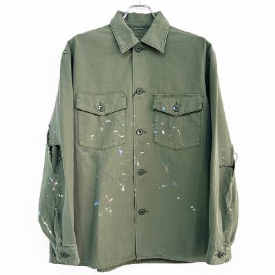 URU [ COTTON BACKSATIN MILITARY L/S SHIRTS ] KHAKI