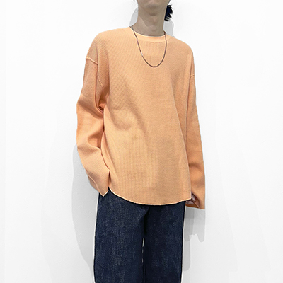UNUSED [ US2452 (Long sleeve thermal T-shirt Over size) ] PALE ORANGE