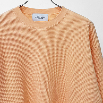 UNUSED [ US2452 (Long sleeve thermal T-shirt Over size) ] PALE ORANGE