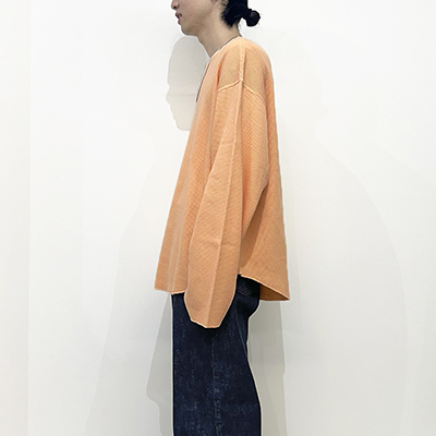 UNUSED [ US2452 (Long sleeve thermal T-shirt Over size) ] PALE ORANGE