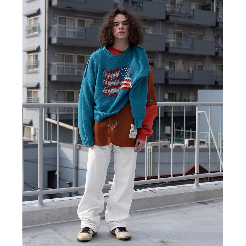 dairiku America Knit Hoodie 星条旗の+inforsante.fr