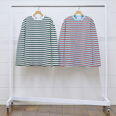 UNUSED [ US2275 (Border long sleeve t-shirt) ] WHITE×GREEN