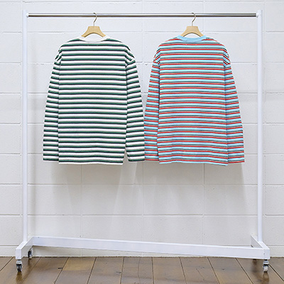 UNUSED [ US2275 (Border long sleeve t-shirt) ] WHITE×GREEN