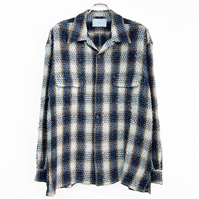 SUGARHILL [ INDIGO COTTON OMBRE PLAID PUNCHING BLOUSE ] INDIGO&BROWN