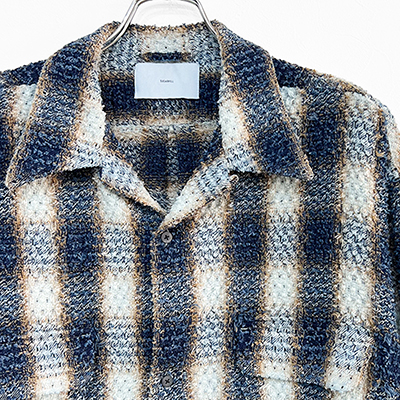 SUGARHILL [ INDIGO COTTON OMBRE PLAID PUNCHING BLOUSE ] INDIGO&BROWN