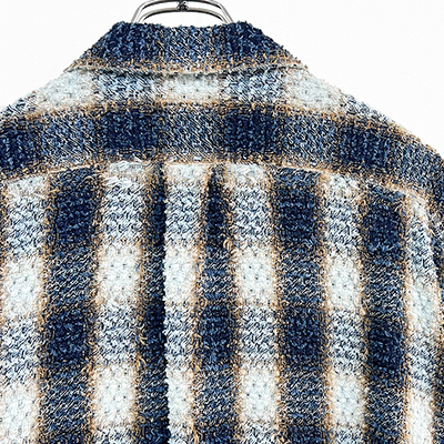 SUGARHILL [ INDIGO COTTON OMBRE PLAID PUNCHING BLOUSE ] INDIGO&BROWN