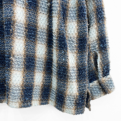 SUGARHILL [ INDIGO COTTON OMBRE PLAID PUNCHING BLOUSE ] INDIGO&BROWN