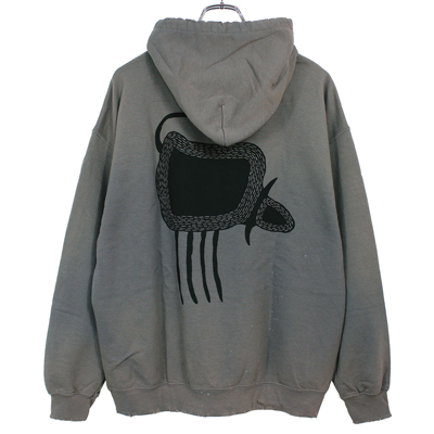 Sasquatchfabrix. [ "BUFFALO" VINTAGE SWEAT HOODIE ] CHARCOAL