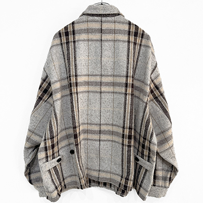 URU [ WOOL ALPACA CHECK COVERALL JACKET ] GRAY