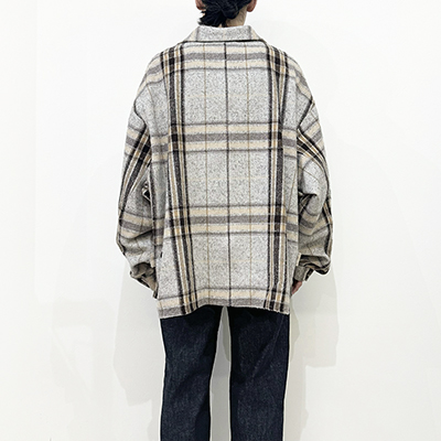 URU [ WOOL ALPACA CHECK COVERALL JACKET ] GRAY