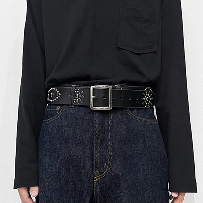 URU [ LEATHER BELT TYPE A ] BLACK