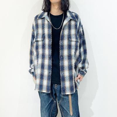 SUGARHILL [ INDIGO COTTON OMBRE PLAID PUNCHING BLOUSE ] INDIGO&BROWN