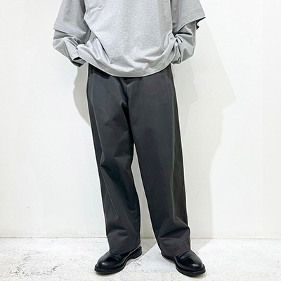 URU [ COTTON PEACH WIDE PANTS ] D.GRAY