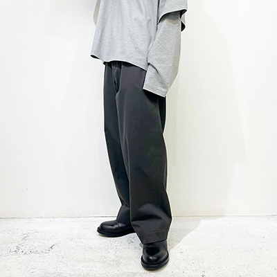 URU [ COTTON PEACH WIDE PANTS ] D.GRAY