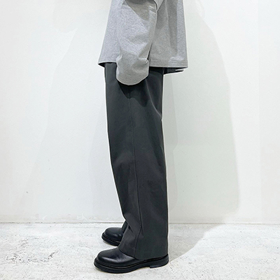 URU [ COTTON PEACH WIDE PANTS ] D.GRAY