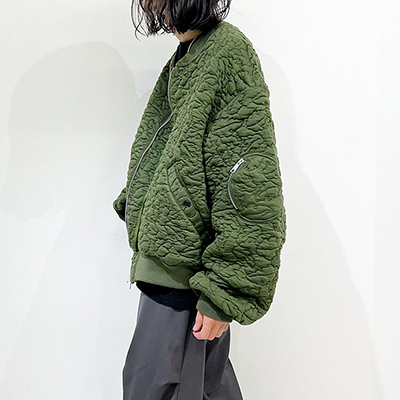 MATSUFUJI [ Leaves quilted Jacquard Jacket ] OLIVE