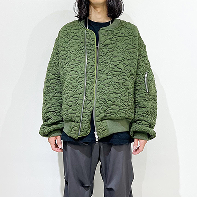 MATSUFUJI [ Leaves quilted Jacquard Jacket ] OLIVE