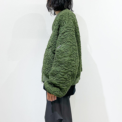 MATSUFUJI [ Leaves quilted Jacquard Jacket ] OLIVE