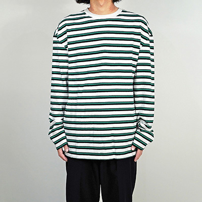 UNUSED [ US2275 (Border long sleeve t-shirt) ] WHITE×GREEN