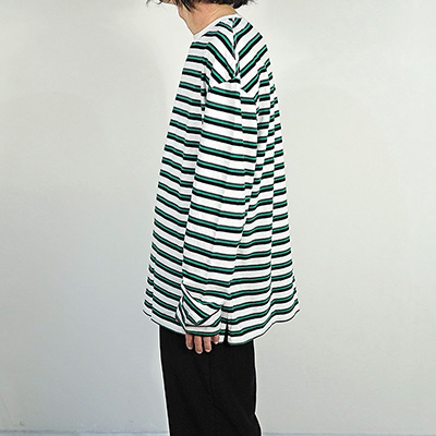 UNUSED [ US2275 (Border long sleeve t-shirt) ] WHITE×GREEN