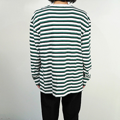 UNUSED [ US2275 (Border long sleeve t-shirt) ] WHITE×GREEN