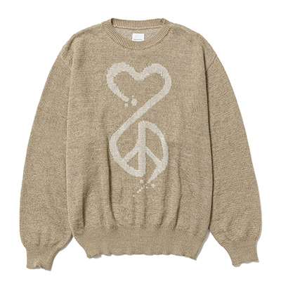 Sasquatchfabrix. [ CALLIGRAPHIC “LOVE & PEACE” KNIT ] BEIGE