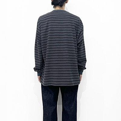 UNUSED [ US2469 (Long sleeve border T-shirt) ] CHARCOAL×BLACK