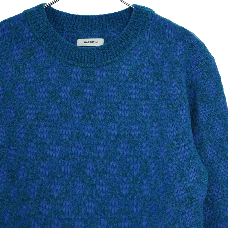 MATSUFUJI [ Melange Jacquard Crewneck Knit ] BLUE