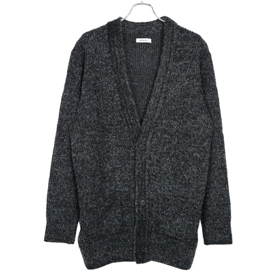 MATSUFUJI [ Melange Knit Long Cardigan ] BLACK