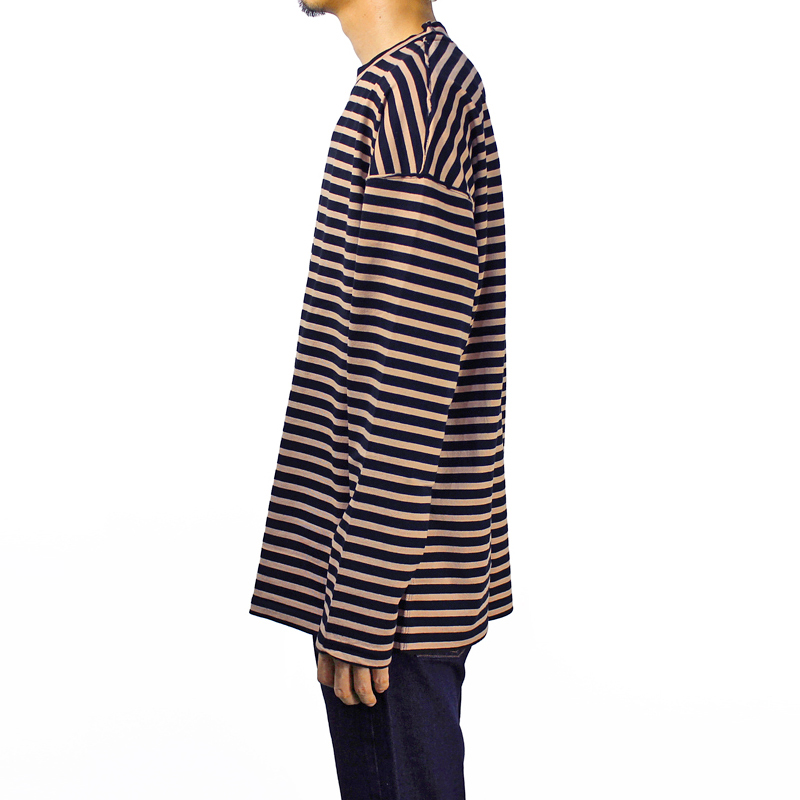 UNUSED [ US1682 (long sleeve border t-shirt) ] BEIGE×BLACK