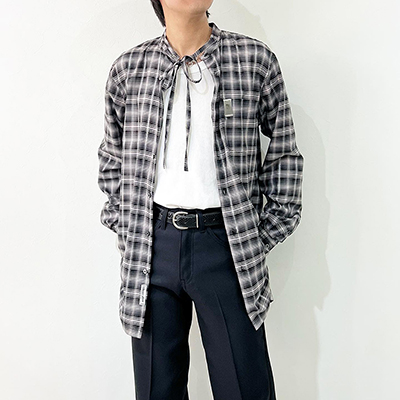 DAIRIKU [ Ribbon Tie Check Shirt ] Black | ロイド・エフダブリュー  