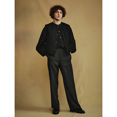 MATSUFUJI [ Wool Double Pocket Wide Trousers ] BLACK