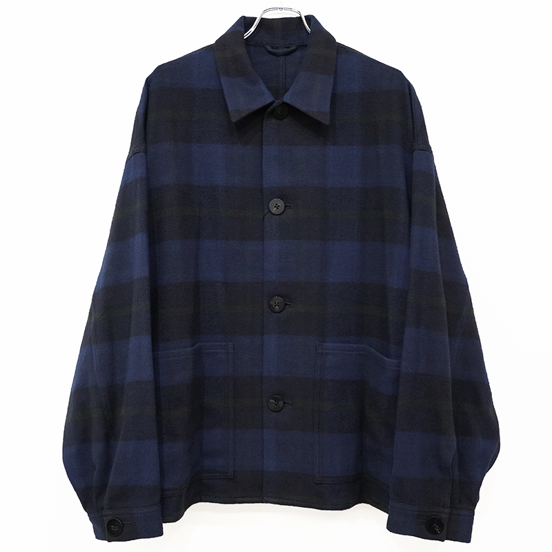 URU [ COTTON NEL CHECK COVERALL JACKET ] NAVY | ロイド・エフ