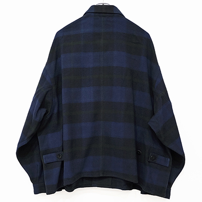 URU [ COTTON NEL CHECK COVERALL JACKET ] NAVY