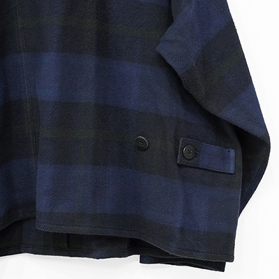 URU [ COTTON NEL CHECK COVERALL JACKET ] NAVY