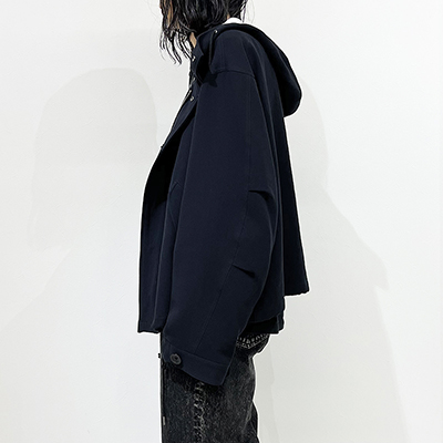 URU [ HARD TWIST COTTON SHORT MODS COAT ] D.NAVY