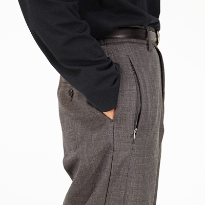 MATSUFUJI [ Wool Double Pocket Wide Trousers ] BROWN