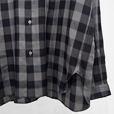 MATSUFUJI [ Herringbone Weave Utility Check Shirt ] BLACK