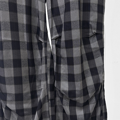 MATSUFUJI [ Herringbone Weave Check Wide Cargo Trousers ] BLACK