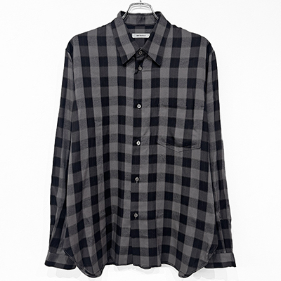 MATSUFUJI [ Herringbone Weave Utility Check Shirt ] BLACK