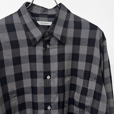 MATSUFUJI [ Herringbone Weave Utility Check Shirt ] BLACK