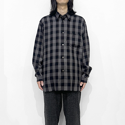 MATSUFUJI [ Herringbone Weave Utility Check Shirt ] BLACK