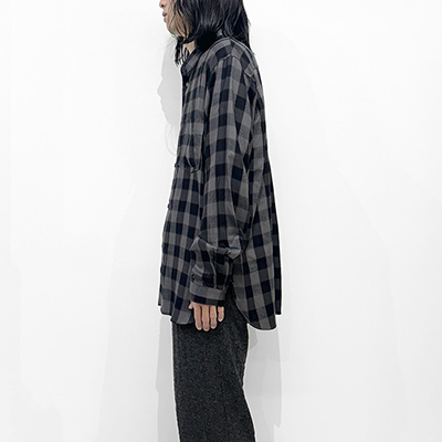 MATSUFUJI [ Herringbone Weave Utility Check Shirt ] BLACK
