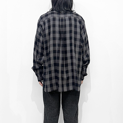 MATSUFUJI [ Herringbone Weave Utility Check Shirt ] BLACK