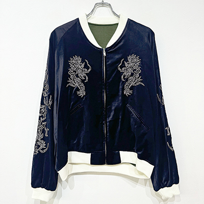 Sasquatchfabrix. [ “EASTEND DRAGON” SOUVENIR JACKET ] NAVY×DARK GREEN