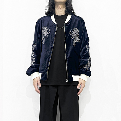 Sasquatchfabrix. [ “EASTEND DRAGON” SOUVENIR JACKET ] NAVY×DARK GREEN