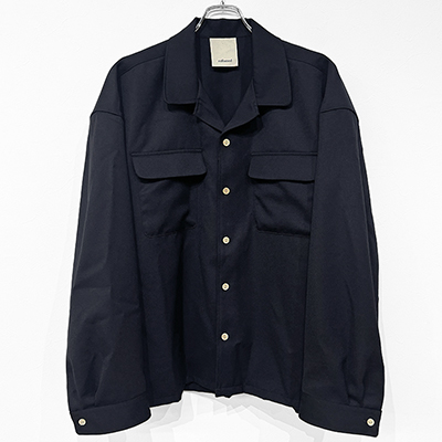 refomed [ WRIST PATCH OPEN COLLAR SHIRT ] NAVY