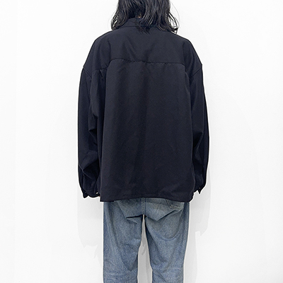 refomed [ WRIST PATCH OPEN COLLAR SHIRT ] NAVY